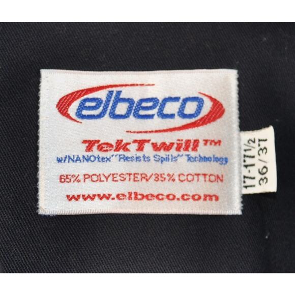 Elbeco 17.5-37 Long Sleeve Black Men's Shirt Uniform Poly Blend MADE IN USA NWOT - Picture 2 of 6